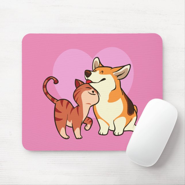 Mousepad Eu Amo Meu Pet | Pão de gato e cão (Com mouse)