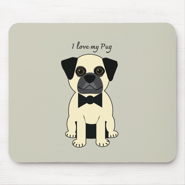 Mousepad Eu Amo Meu Pug (Frente)