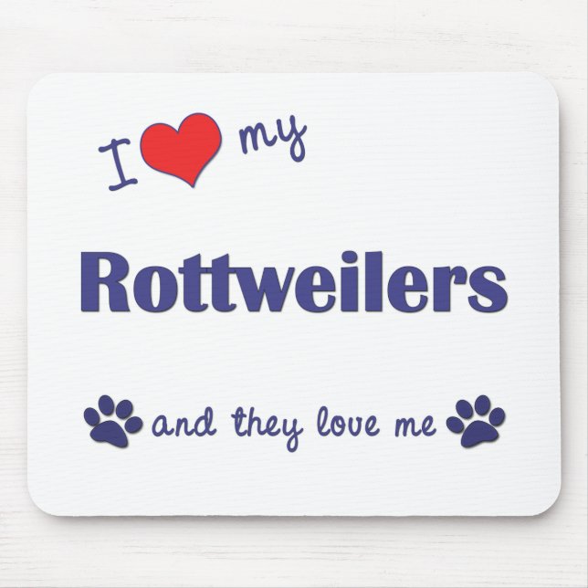 Mousepad Eu amo meu Rottweilers (os cães múltiplos) (Frente)
