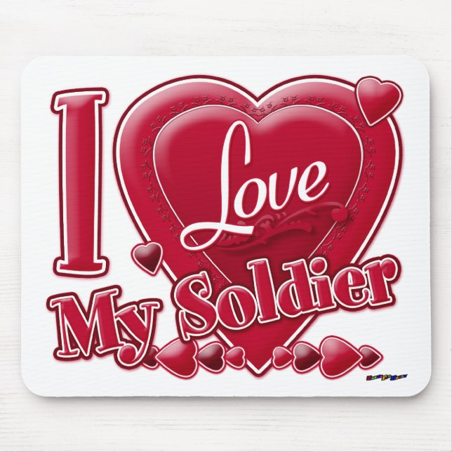 Mousepad Eu amo meu Soldado vermelho - coração (Frente)