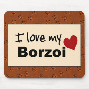 Mousepad Eu amo meu tapete do rato do Borzoi