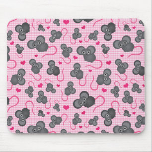 Mousepad Eu amo meu teste padrão do rato no rosa