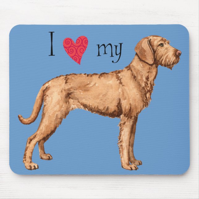 Mousepad Eu amo meu Vizsla Wirehaired (Frente)