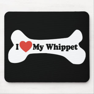 Mousepad Eu amo meu Whippet - osso de cão
