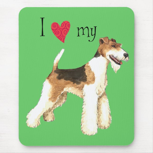 Mousepad Eu amo meu Wire Fox Terrier (Frente)