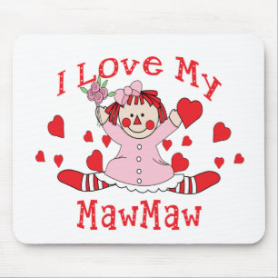 Mousepad Eu amo meus boneca & corações de pano de MawMaw