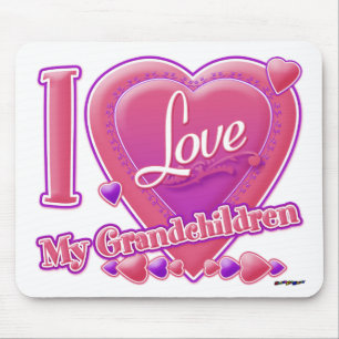 Mousepad Eu amo meus netos rosa/roxo - coração