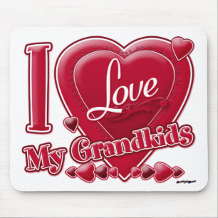Mousepad Eu amo meus Netos vermelhos - coração
