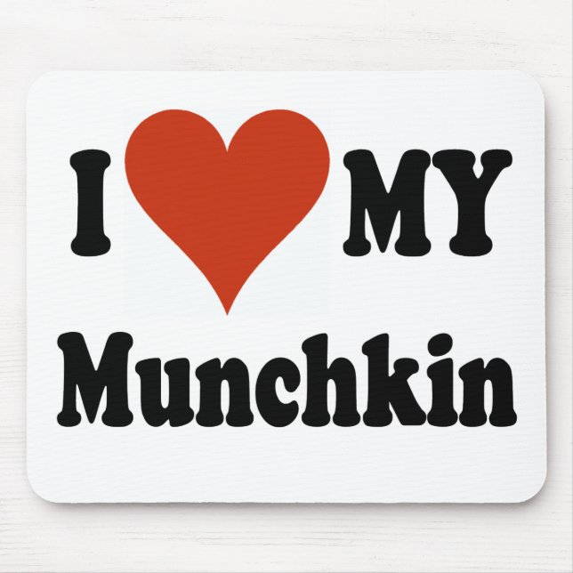 Mousepad Eu amo meus presentes e roupa do gato de Munchkin (Frente)