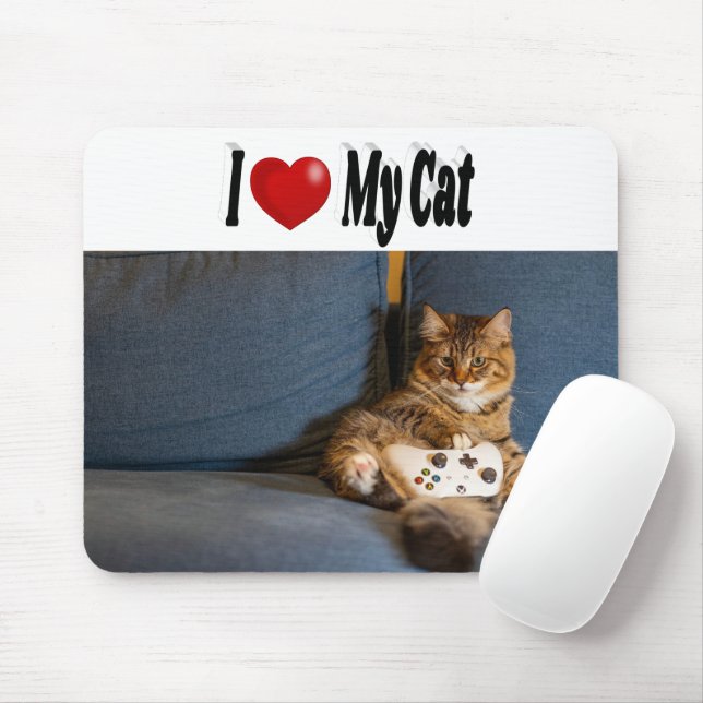 Mousepad Eu Amo Minha Foto De Gato (Com mouse)