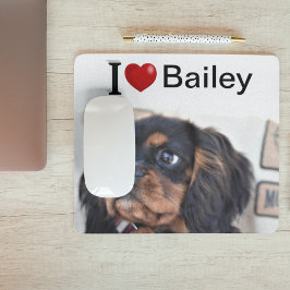 Mousepad Eu amo minha foto personalizada do cão