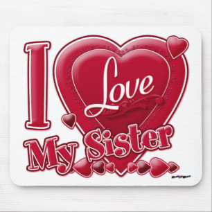 Mousepad Eu amo minha irmã vermelha - coração