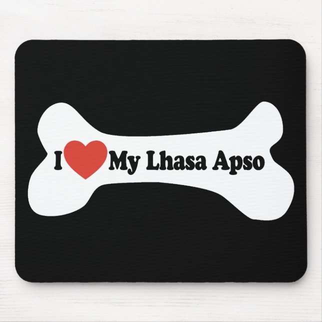 Mousepad Eu Amo Minha Lhasa Apso - Osso Do Cachorro (Frente)