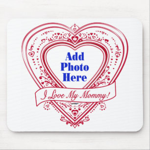 Mousepad Eu Amo Minha Mamãe! Foto Corações Vermelhos
