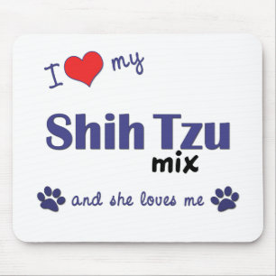 Mousepad Eu amo minha mistura de Shih Tzu (o cão fêmea)