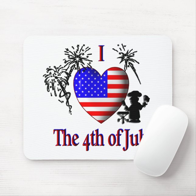 Mousepad Eu Amo o 4 de Julho (Com mouse)