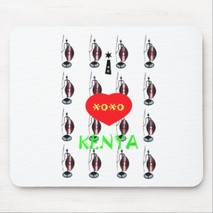 Mousepad Eu amo o Kenya Maasai Art Impressão