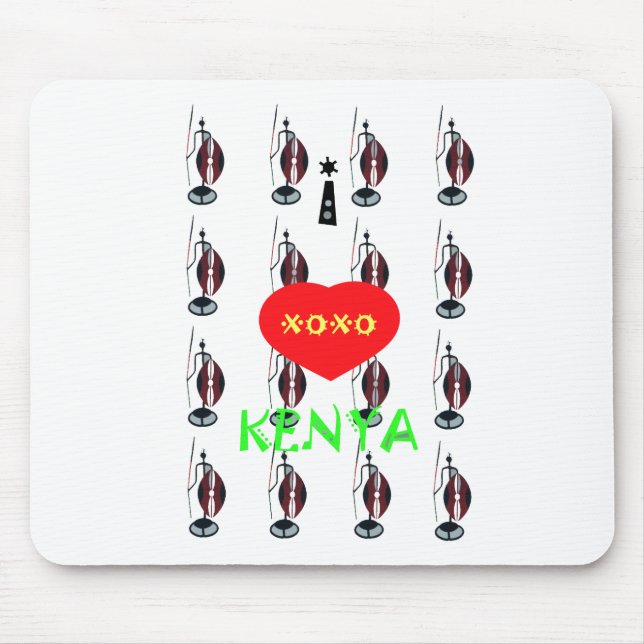 Mousepad Eu amo o Kenya Maasai Art Impressão (Frente)