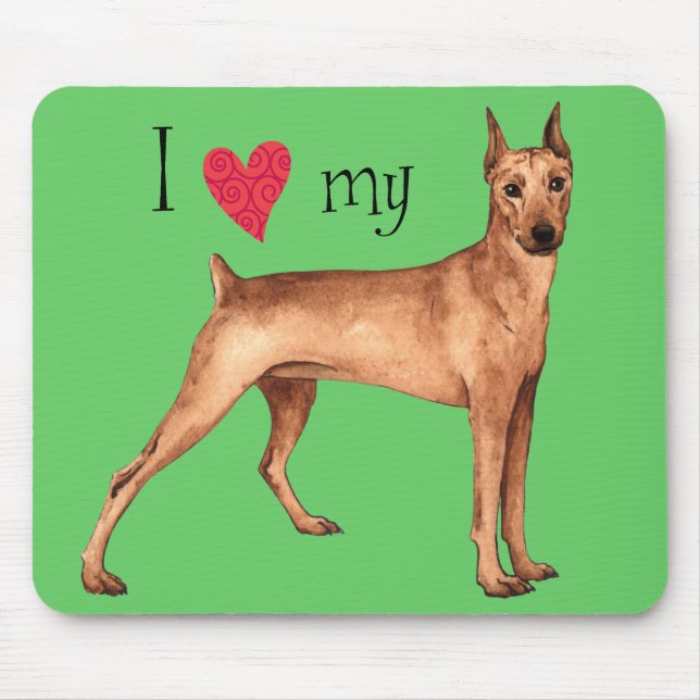 Mousepad Eu Amo o meu Pinscher Alemão (Frente)