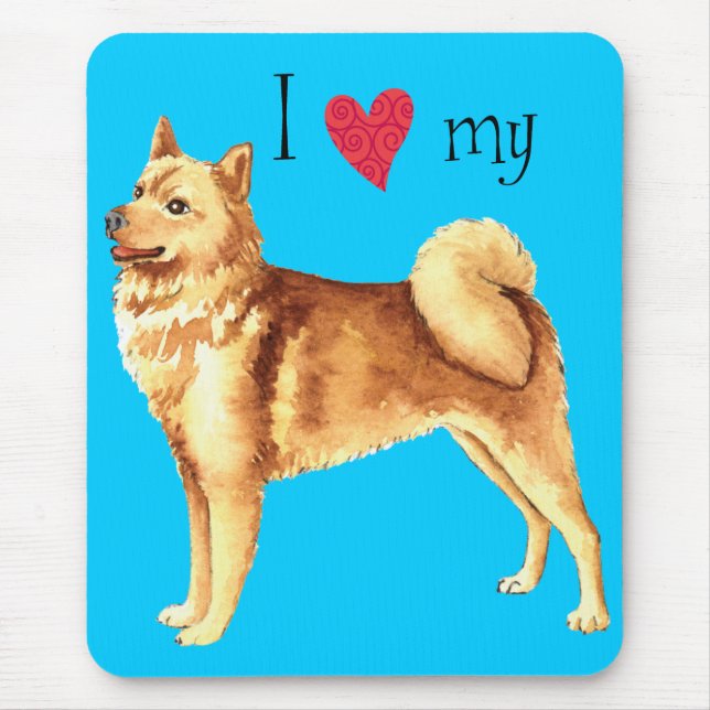 Mousepad Eu Amo o meu Spitz Finlandês (Frente)