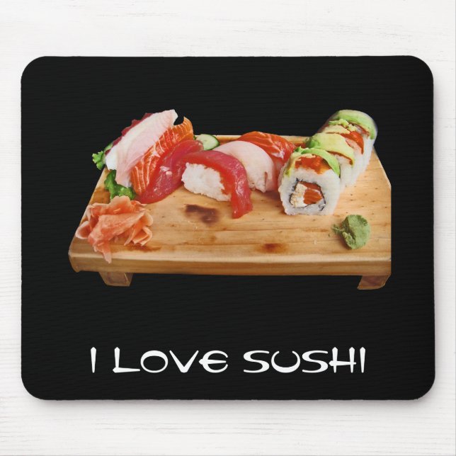 Mousepad Eu amo o sushi (Frente)