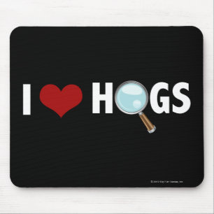 Mousepad Eu amo os porcos vermelhos/branco