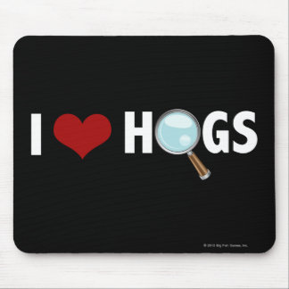 Mousepad Eu amo os porcos vermelhos/branco