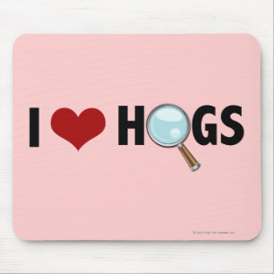 Mousepad Eu amo os porcos vermelhos/preto