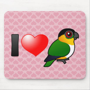 Mousepad Eu amo papagaios de cabeça negra