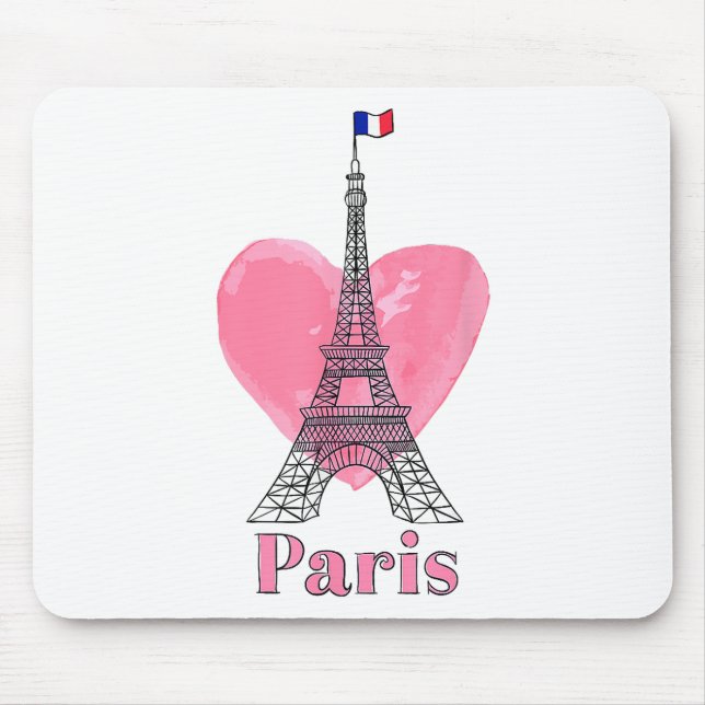 Mousepad Eu Amo Paris Torre Eiffel França Presente (Frente)