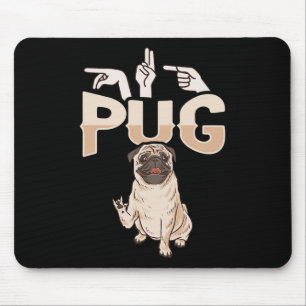 Mousepad Eu Amo Pug Sinal Gestual Em Língua De Sinais Ameri