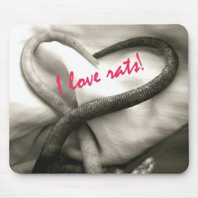 Mousepad Eu amo ratos! tapete do rato (Frente)