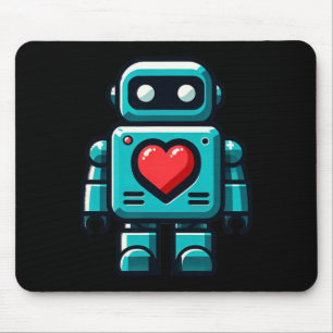 Mousepad Eu Amo Roupas Felizes do Dia dos Namorados Robôs 