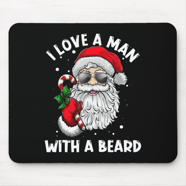 Mousepad Eu Amo Um Homem Com Uma Barba Pai Natal (Frente)