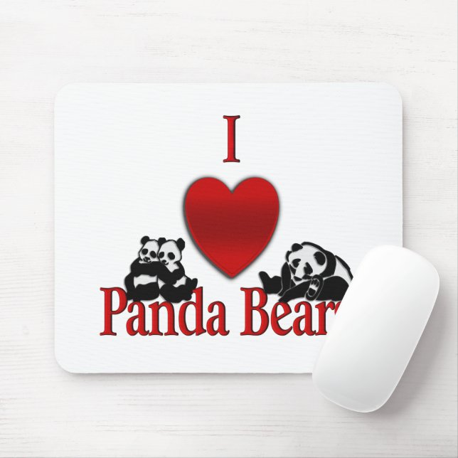 Mousepad Eu Amo Ursos Panda Diversão (Com mouse)