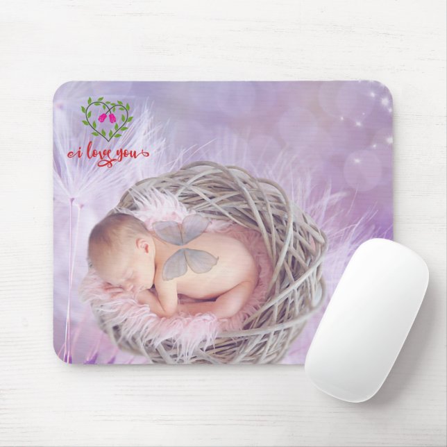Mousepad Eu Amo Você Foto Personalizada (Com mouse)
