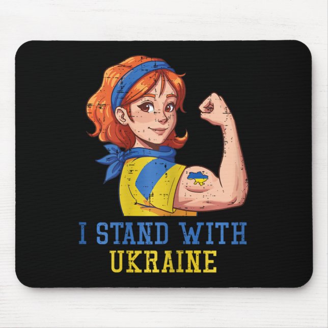 Mousepad Eu Apoio a Ucrânia Mulher Forte Mulheres Inquebráv (Frente)