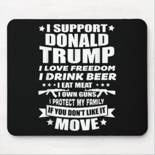 Mousepad Eu Apoio Donald Trump I Love Freedom I Beer Beer B