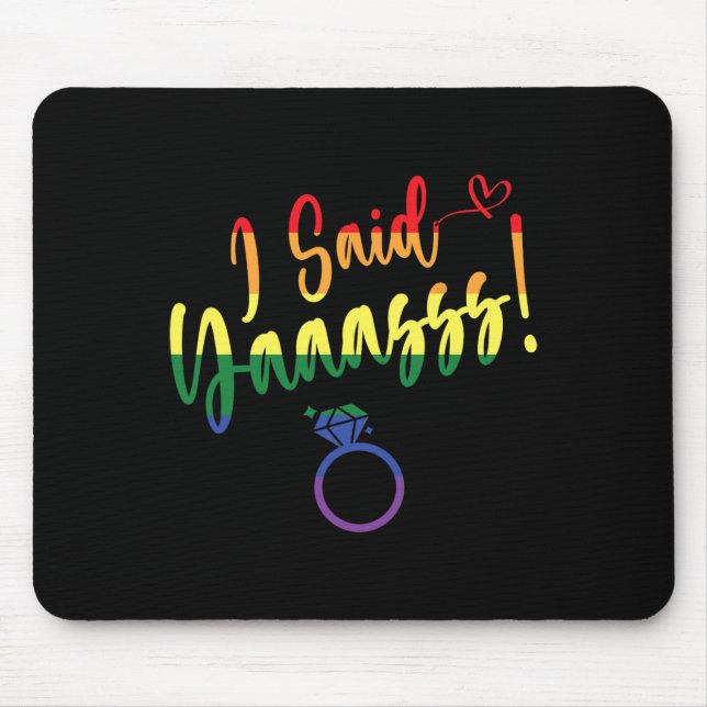 Mousepad Eu Disse Sim Gay Orgulho Lgbtq Arco-Íris Noivo Bac (Frente)