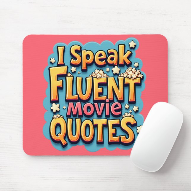 Mousepad Eu Falo "Fluent Movie" Citações "Retro-Pop Art" (Com mouse)