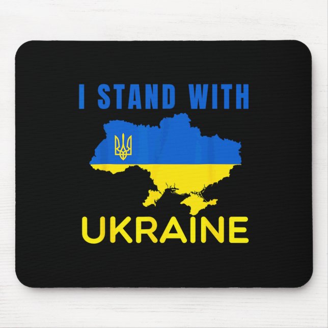 Mousepad Eu Fico' Com a Bandeira da Ucrânia Emblema Mapa Pa (Frente)