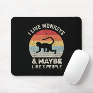 Mousepad Eu Gosto de Macacos & Talvez 3 Pessoas Camiseta Re