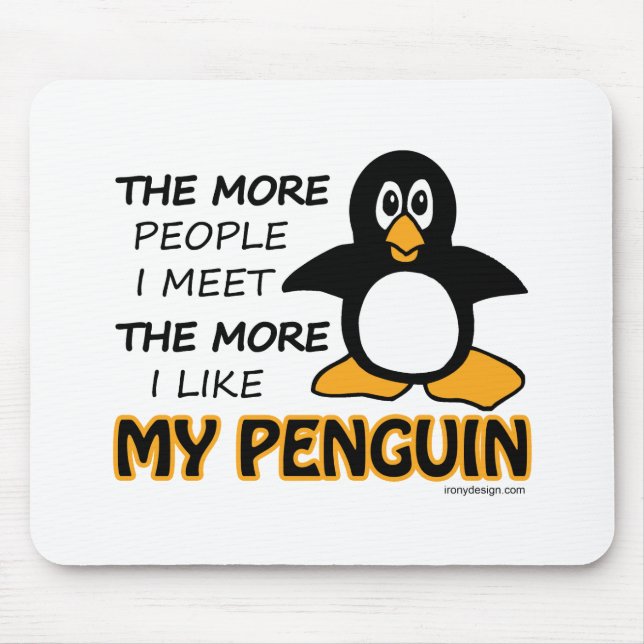 Mousepad Eu gosto de meu pinguim (Frente)