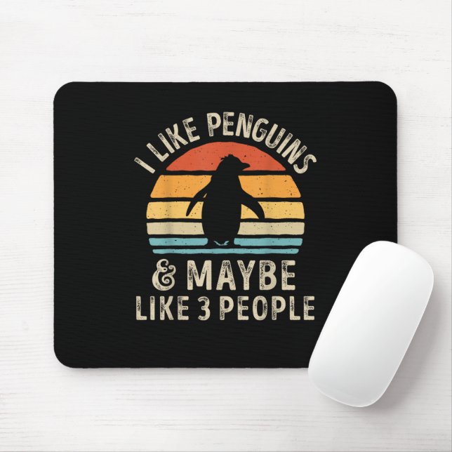 Mousepad Eu gosto de pinguins e talvez três Pessoas de Ping (Com mouse)