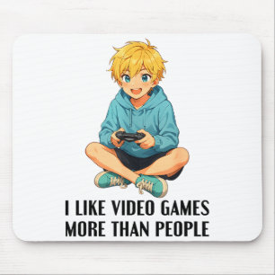 Mousepad Eu Gosto de Video Games Mais do que Pessoas Funny 