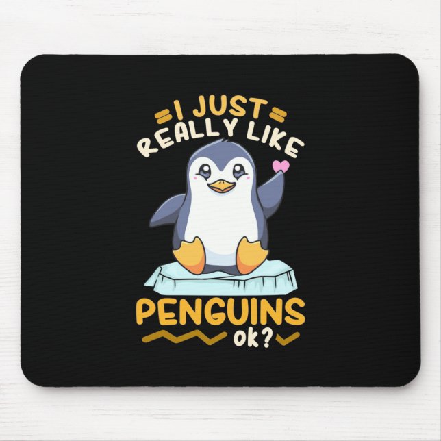 Mousepad Eu Gosto Muito De Pinguins (Frente)