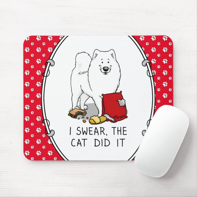 Mousepad Eu Juro Que O Gato Samoyed Cachorro Engraçado (Com mouse)