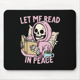 Mousepad Eu Li Em Paz, Engraçado Fantasma Lendo Halloween D