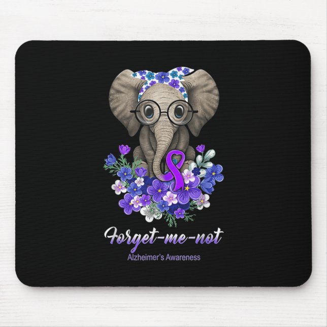 Mousepad Eu Não Flores Elefantes Alzheimerheimer Cérebro Em (Frente)