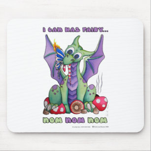 Mousepad Eu posso dragão bonito do bebê da fada NOM NOM NOM